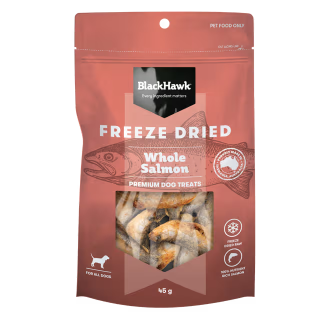 Black Hawk Freeze Dried Dog Treats Whole Salmon 45g