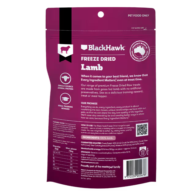 Black Hawk Freeze Dried Dog Treats Lamb 50g