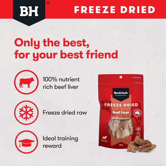 Black Hawk Freeze Dried Dog Treats Beef Liver 50g