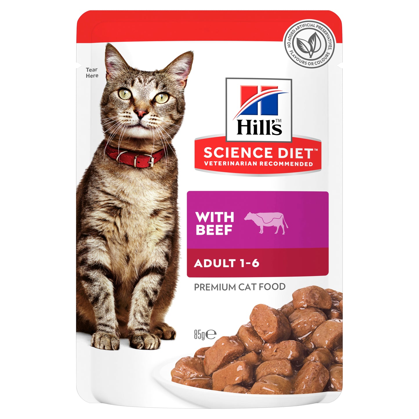 Hill's Science Diet Adult Optimal Care Beef Cat Food pouches 12x85g