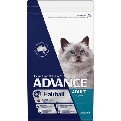 Advance Dry Cat Food Adult Hairball Chicken 1.5kg