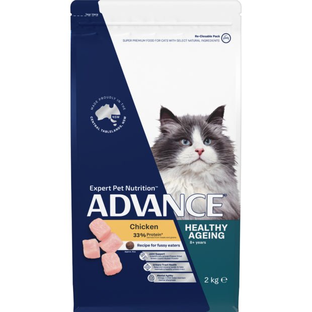 Advance Dry Cat Food Adult Healthy Ageing Chicken 2kg - Woonona Petfoods