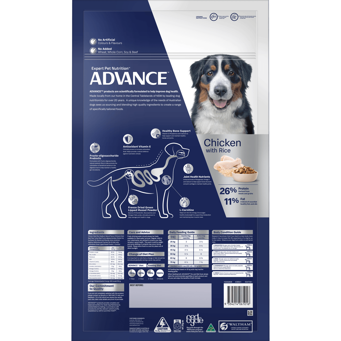 Advance Dry Dog Food Mobility Large Breed Chicken 13kg - Woonona Petfoods
