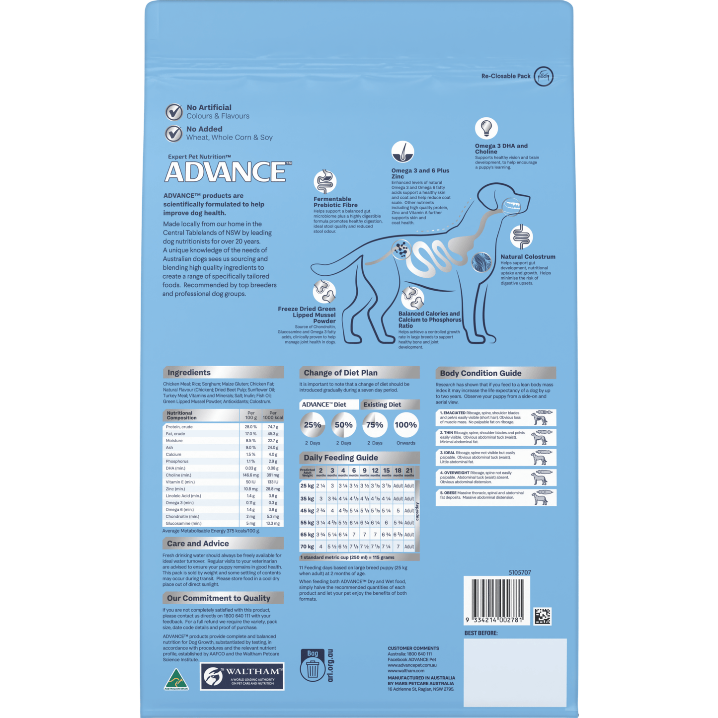 Advance Dry Dog Food Puppy Large Breed - Woonona Petfoods