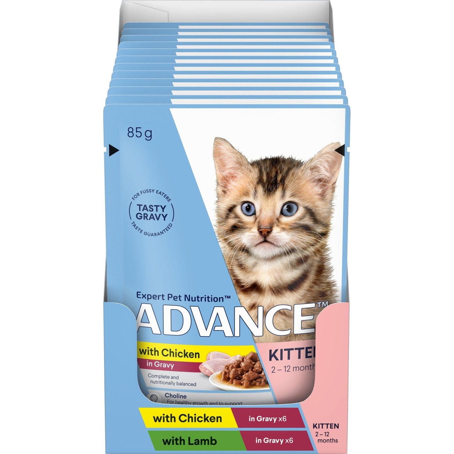 Advance Wet Kitten Food Chunks in Gravy 12x85g - Woonona Petfoods