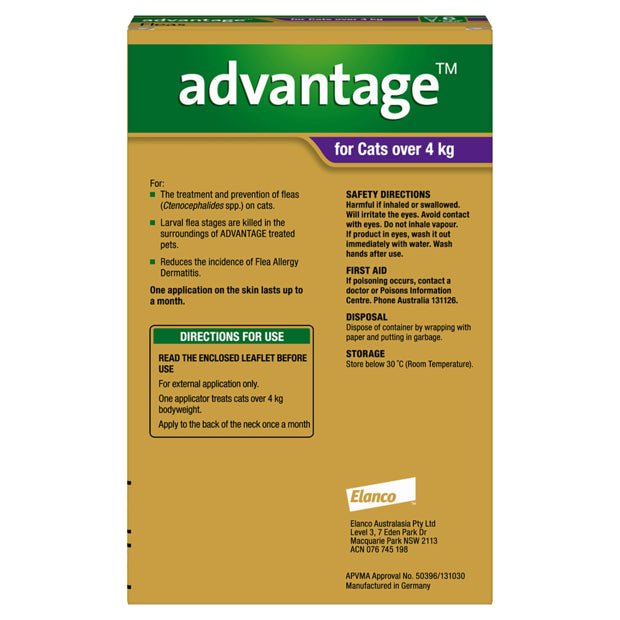 Advantage Cat Over 4kg Purple - Woonona Petfood & Produce