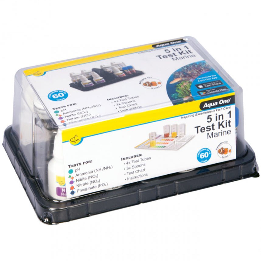 Aqua One Marine Test Kit 5 in 1 PH NH4 NO2 NO3 PO4 - Woonona Petfoods