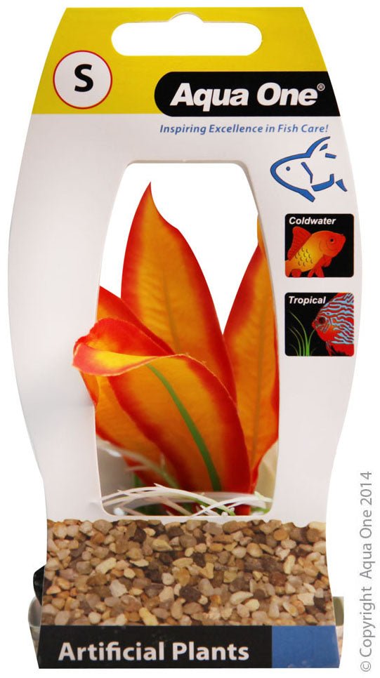 Aqua One Plastic Plant Orange Sword with Log Base Small - Woonona Petfoods