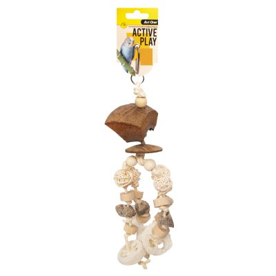 Avi One Bird Toy Pumice and Loofa with Rattan Balls 35cm - Woonona Petfoods