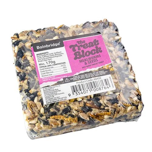 Bainbridge Treat Block Mealworms & Seed 220g - Woonona Petfoods