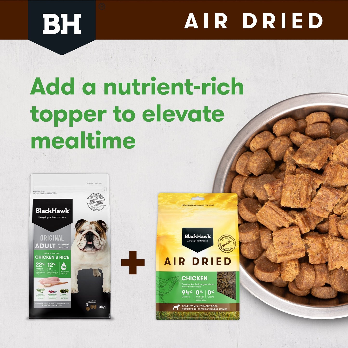 Black Hawk Air Dried Chicken Dog Food - Woonona Petfoods
