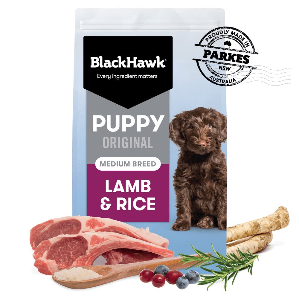 Black Hawk Dry Dog Food Puppy Medium Breed Lamb and Rice Woonona Petfood Produce