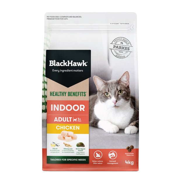 Black Hawk Healthy Benefits Dry Cat Food Indoor Chicken - Woonona Petfood & Produce