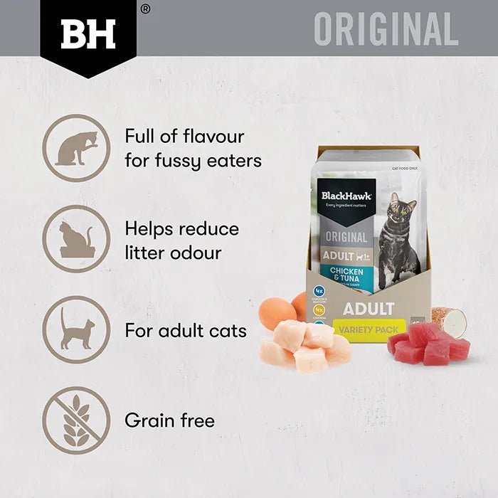 Black Hawk Wet Cat Food Adult Variety Pack 12x85g - Woonona Petfood & Produce