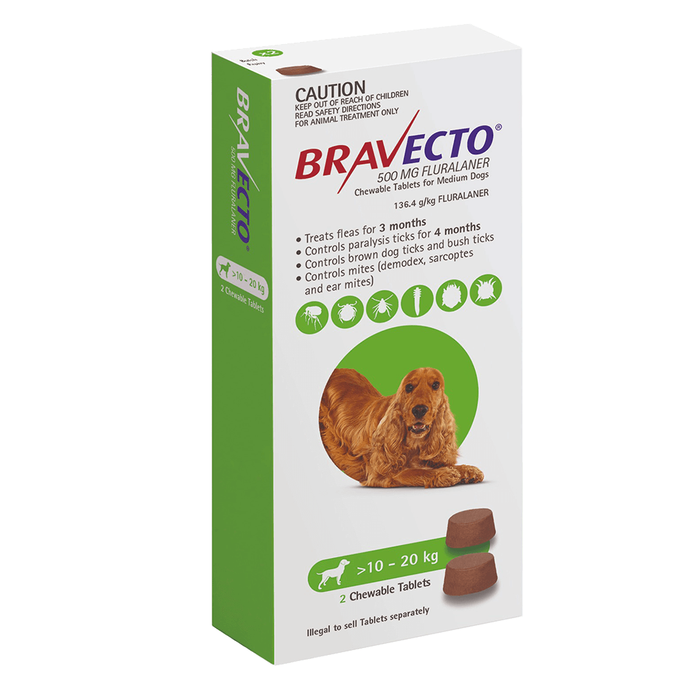 Bravecto Chew for Dogs 10 - 20kg Green - Woonona Petfoods