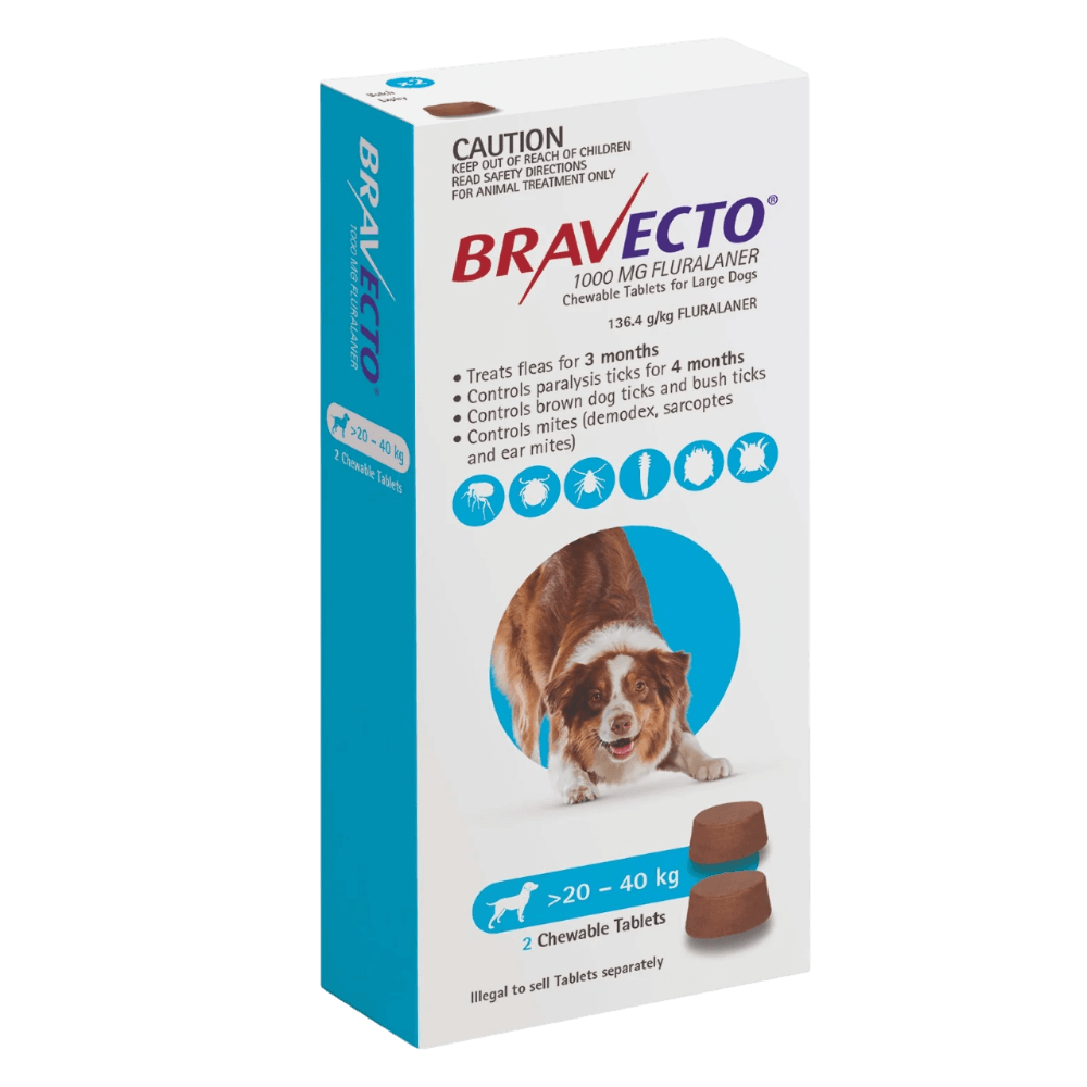 Bravecto Chew for Dogs 20 - 40kg Blue - Woonona Petfoods