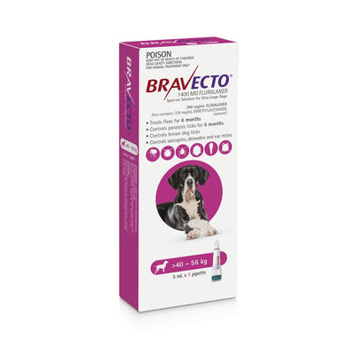 Bravecto Spot On for Dogs 40-56kg 1 Pack Pink