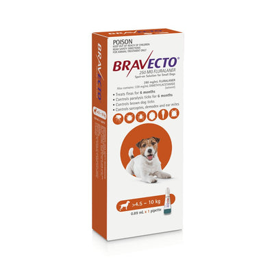 Bravecto Spot On for Dogs 4.5-10kg 1 Pack Orange