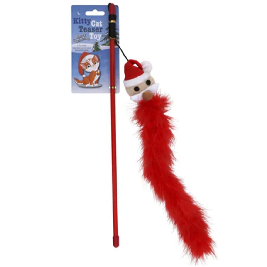 Christmas Cat Teaser Stick with Santa Head K9 - Woonona Petfoods
