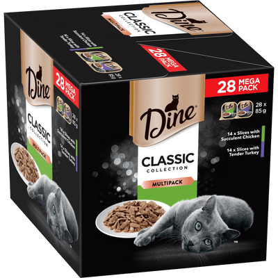 Dine Classic Collection Variety Pack Succulent Chicken and Tender Turkey Cat Food 28x85g