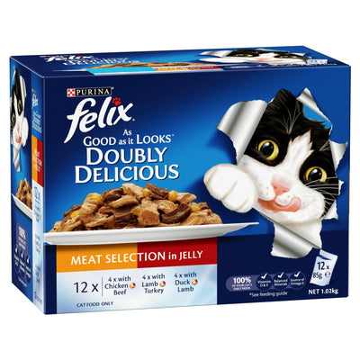 Felix Double Delicious Meat Selection in Jelly 12x85g