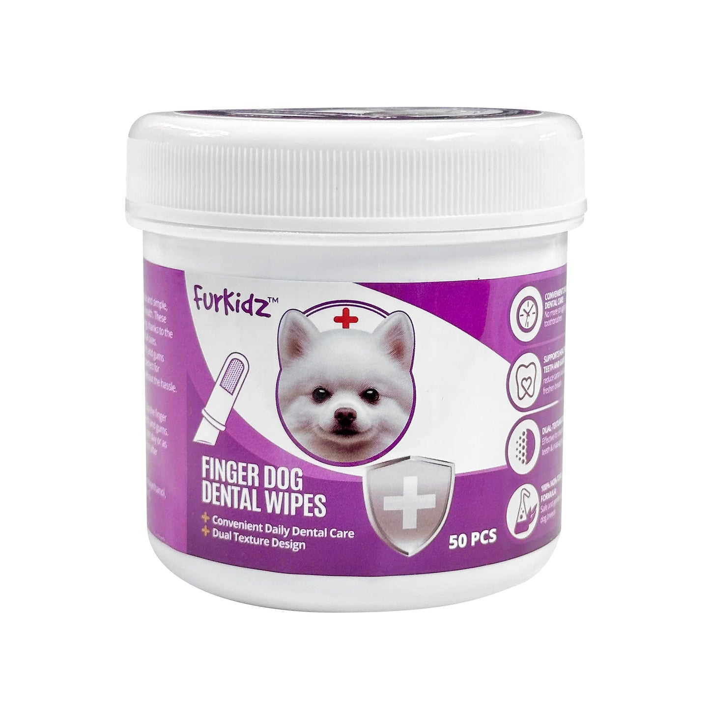 Furkidz Finger Dental Wipes for Dogs 50 Pcs - Woonona Petfoods