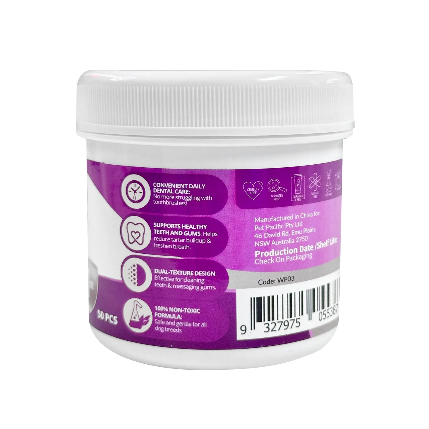 Furkidz Finger Dental Wipes for Dogs 50 Pcs - Woonona Petfoods
