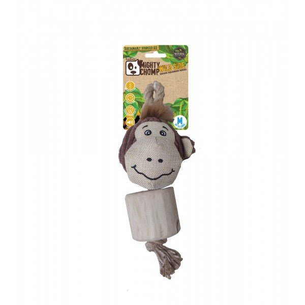 FurKidz Mighty Chomp Safari Coffee Wood Cheetah with Rope 25cm - Woonona Petfoods