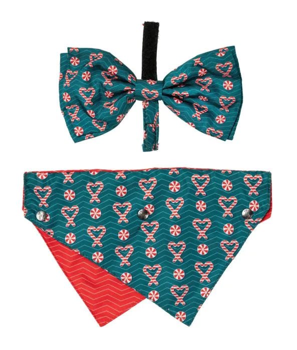 Fuzzyard Bandana - I Heart Candy Canes - Woonona Petfood & Produce