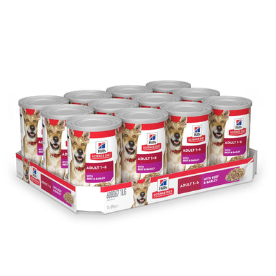 Hill's Science Diet Adult Beef and Barley Entrée Canned Dog Food 12x370g