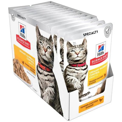 Hill's Science Diet Adult Urinary Hairball Control Chicken Cat Food pouches 12x85g