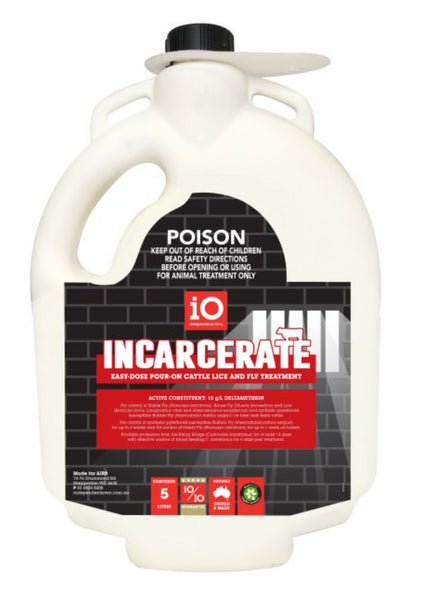 Incarcerate Pour On Cattle Lice and Fly Treatment 5 Litre - Woonona Petfoods