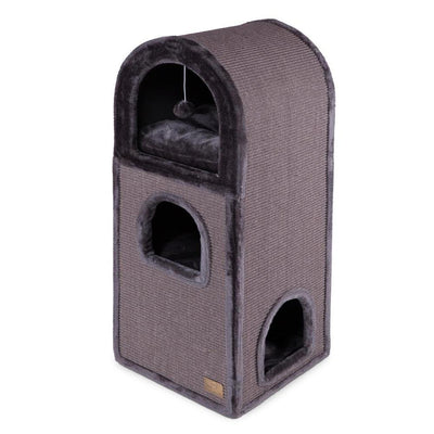 Kazoo Cat Scratch Post 3 Chamber Cat Den Charcoal