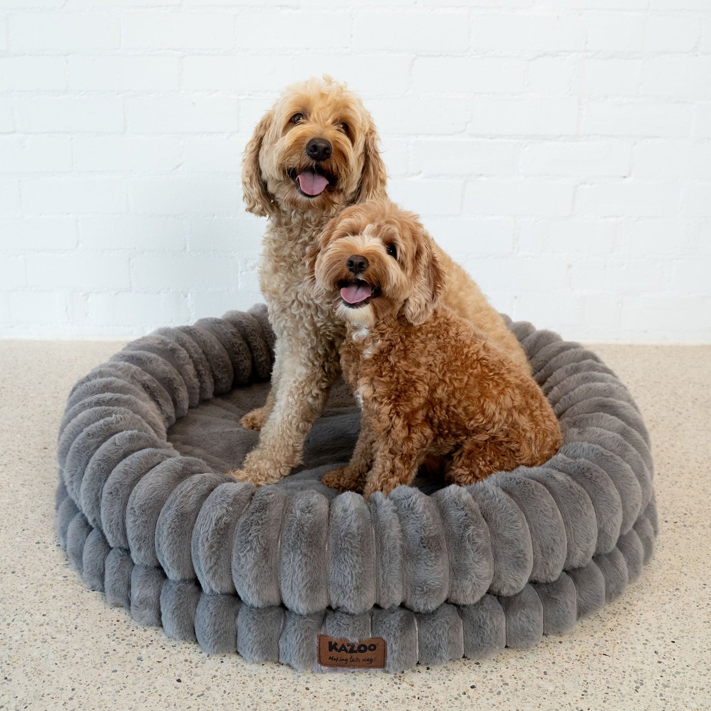 Kazoo Dog Bed Donut Snuggle Bed Warm Grey - Woonona Petfoods