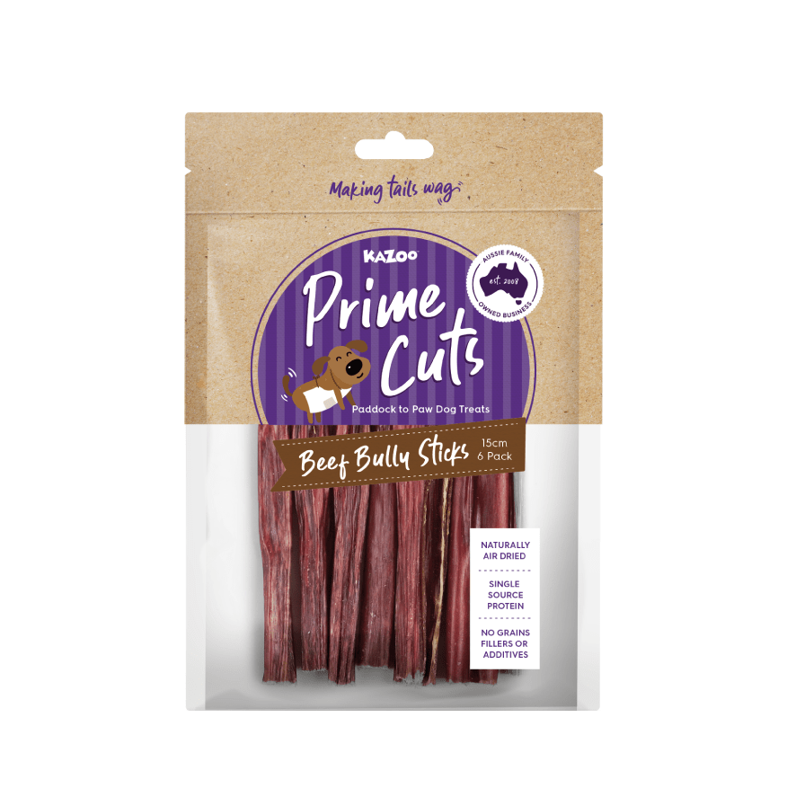 Kazoo Prime Cuts Beef Bully Sticks 15cm 6 Pack - Woonona Petfoods