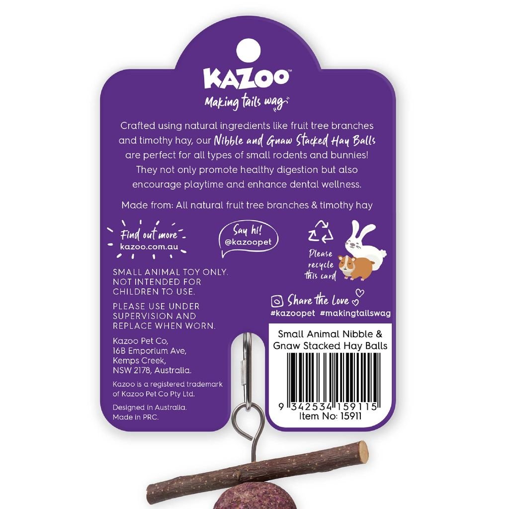 Kazoo Small Animal Nibble & Gnaw Stacked Hay Balls - Woonona Petfoods