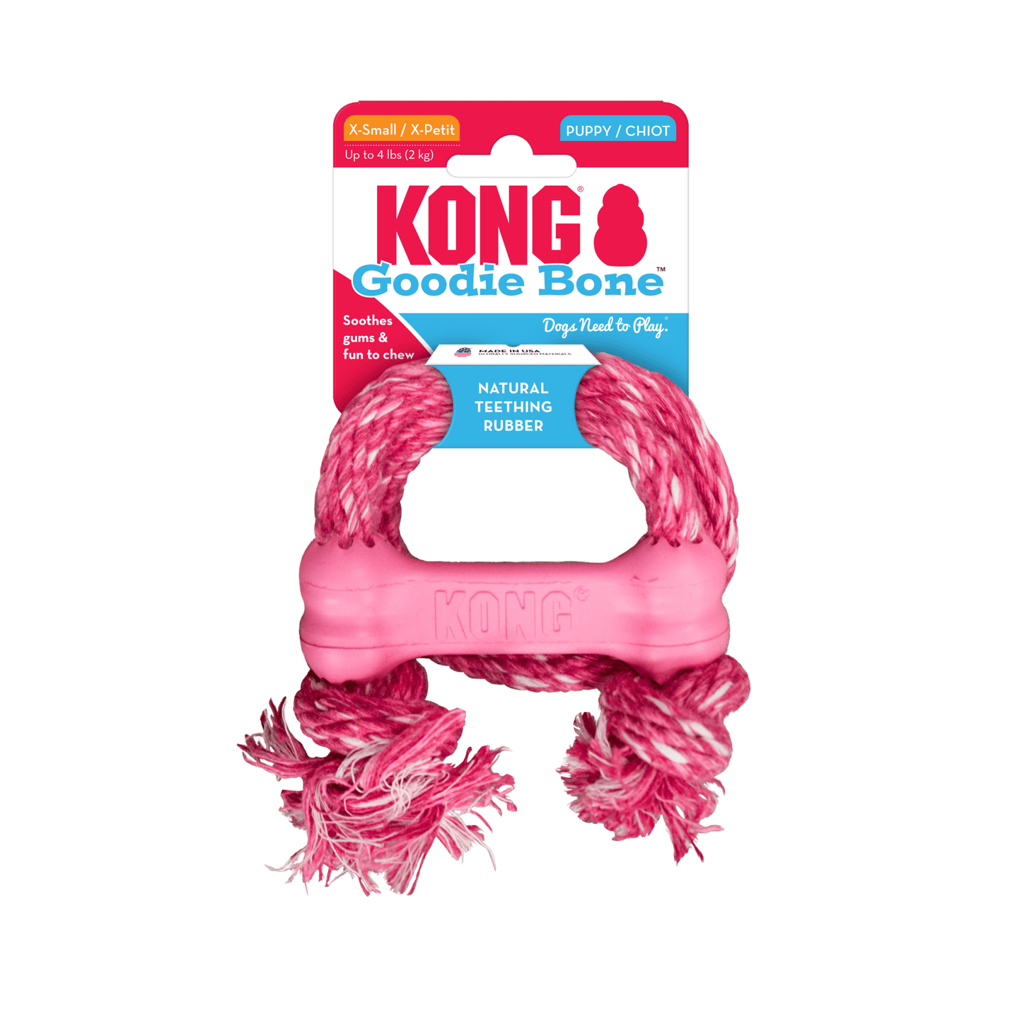 KONG Puppy Goodie Bone with Rope Extra Small - Woonona Petfoods