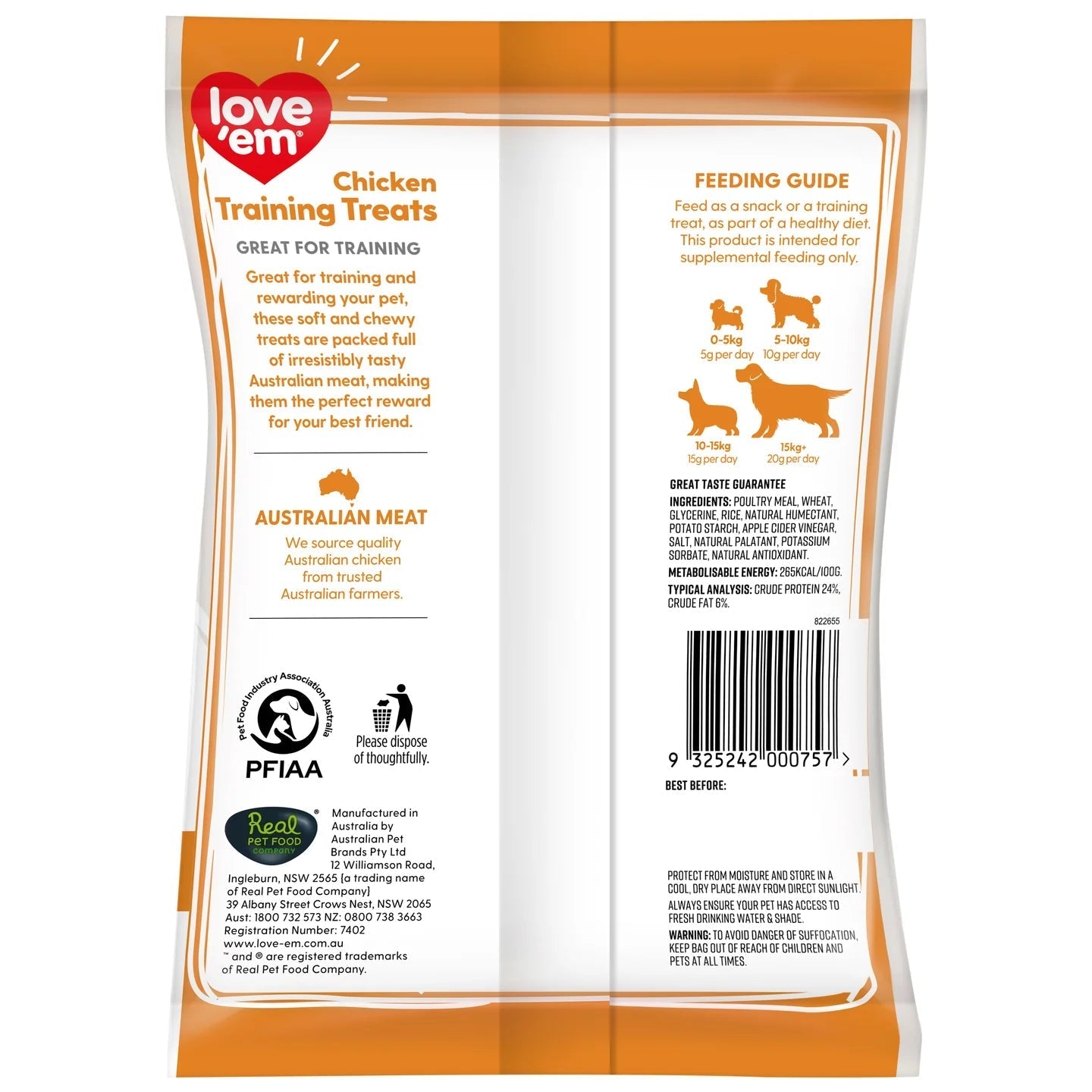 Love Em Chicken Training Treats 200g - Woonona Petfoods