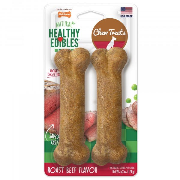 Nylabone Healthy Edibles Long Last Roast Beef Wolf 2 Pack - Woonona Petfoods