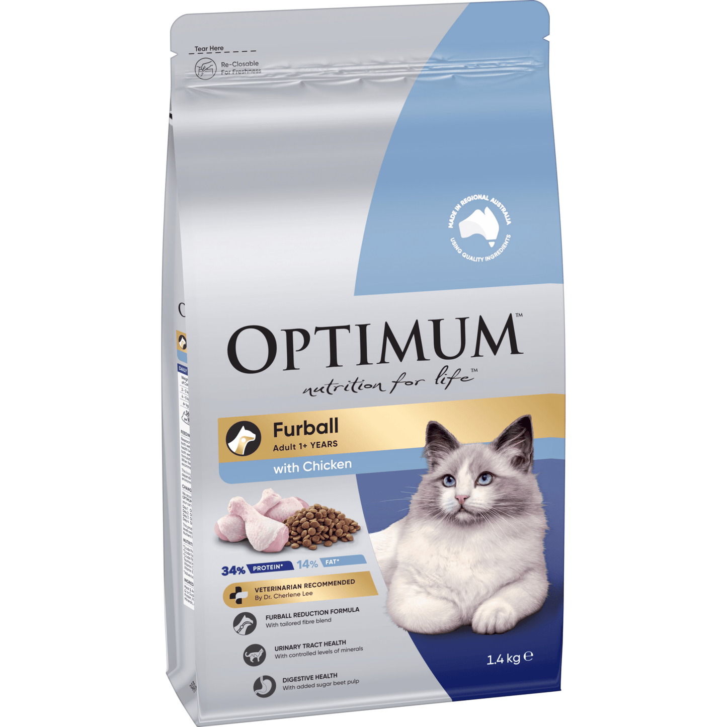 Optimum Dry Cat Food Furball 1.4kg - Woonona Petfoods