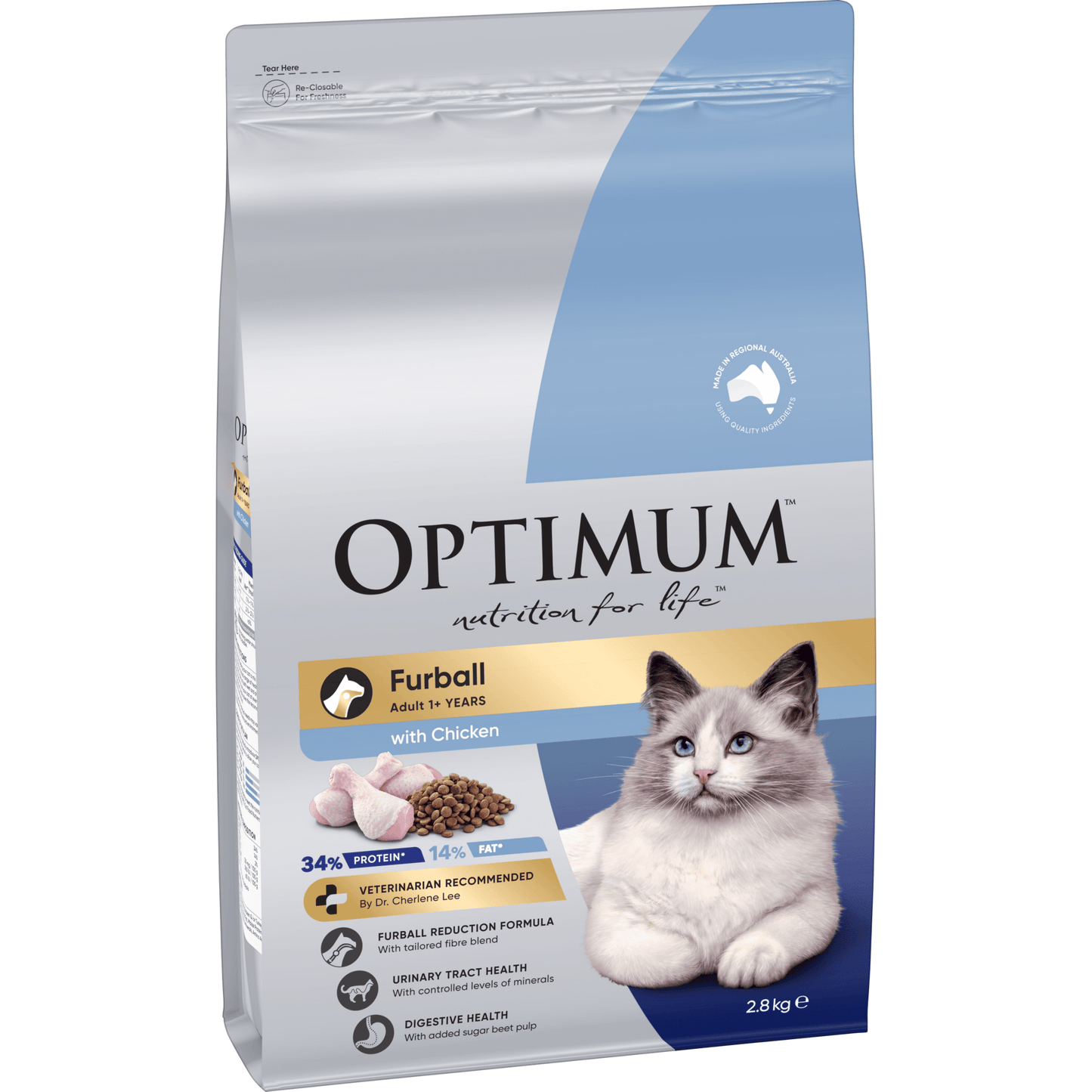 Optimum Dry Cat Food Furball 1.4kg - Woonona Petfoods