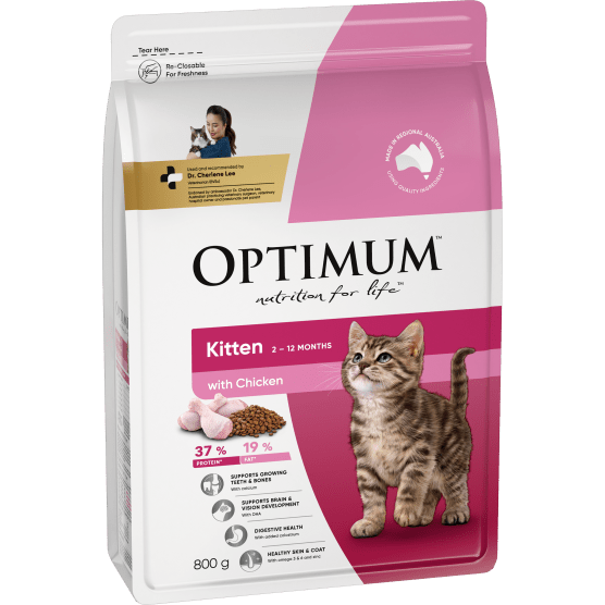 Optimum Dry Cat Food Kitten Chicken 800g - Woonona Petfoods