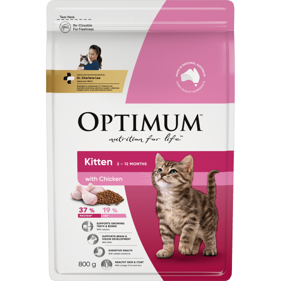 Optimum Dry Cat Food Kitten Chicken 800g - Woonona Petfoods