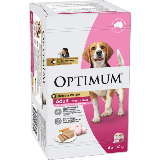 Optimum Wet Dog Food Healthy Weight Turkey Rice and Veg 6x100g - Woonona Petfoods