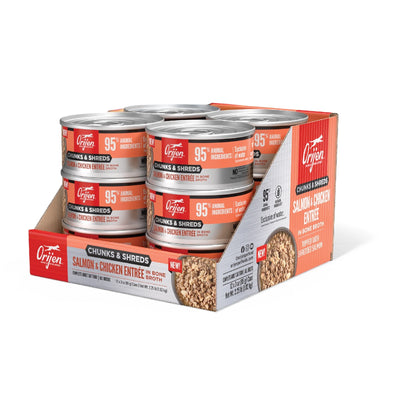 ORIJEN Chunks and Shreds Salmon & Chicken Entree in Bone Broth 12 x 85g