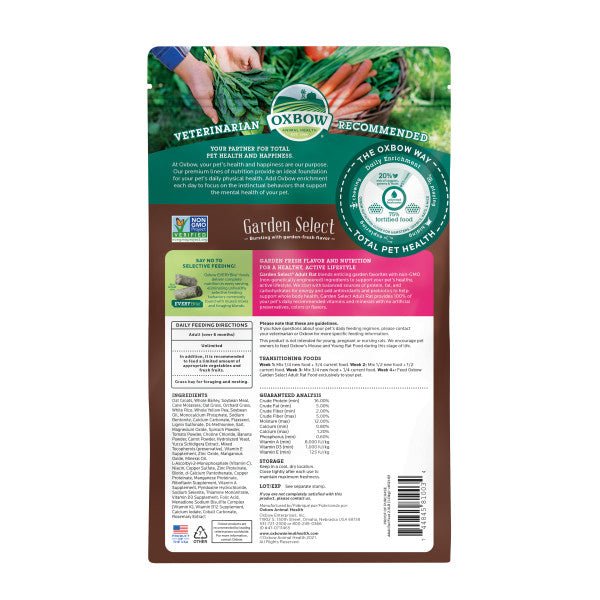 Oxbow Garden Select Adult Rat Food 1.13kg - Woonona Petfoods