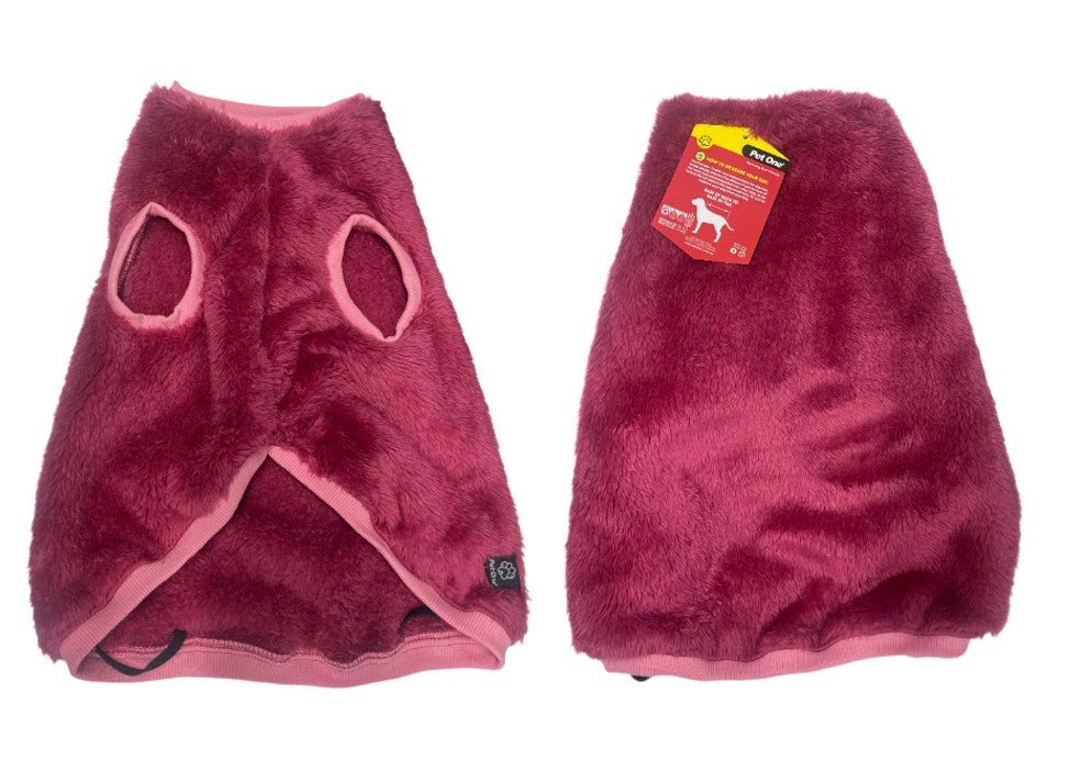 Pet One Dog Coat Night Comfy Plush Dark Pink - Woonona Petfoods