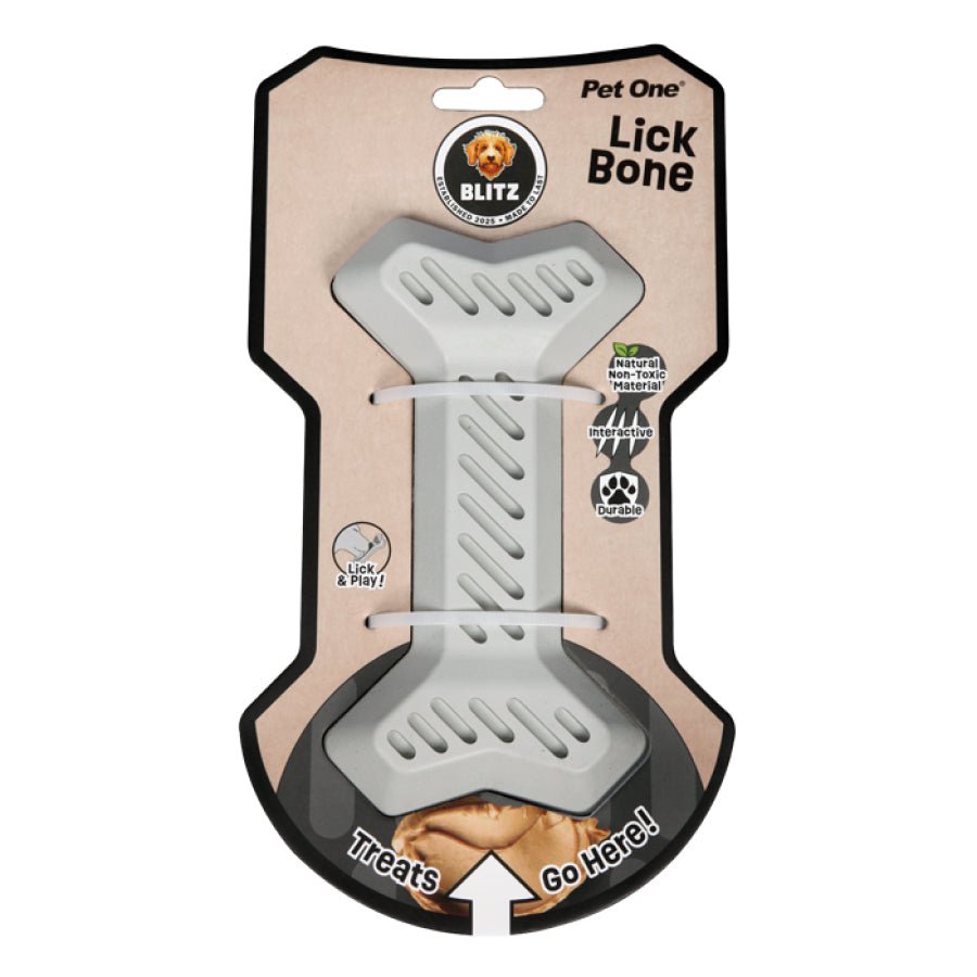 Pet One Dog Toy Blitz Rubber Lick Bone Grey - Woonona Petfoods