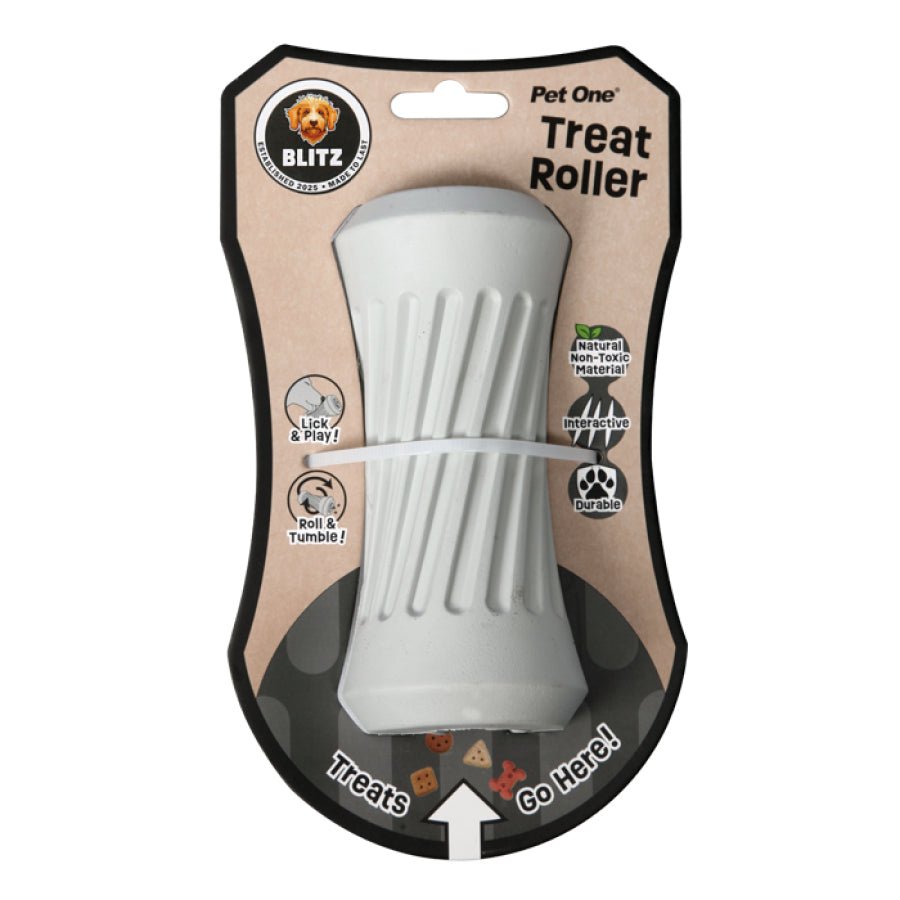Pet One Dog Toy Blitz Rubber Treat Roller Grey - Woonona Petfoods