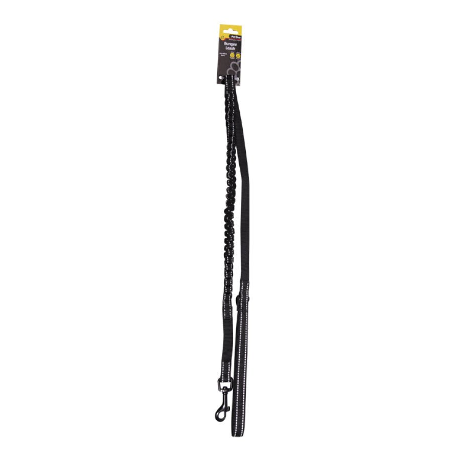 Pet One Nylon Bungee Leash 120 - 160cm 25mm Black - Woonona Petfoods